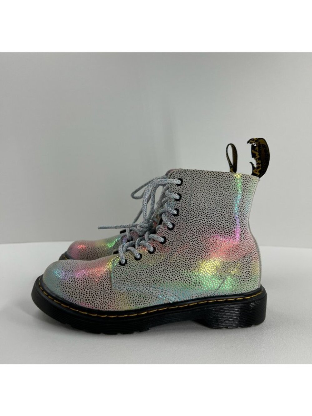 Dr Martens AirWair 1460 Pascal J Boots Kids US 2 Zip Leather Rainbow Iridescent - Picture 2 of 15